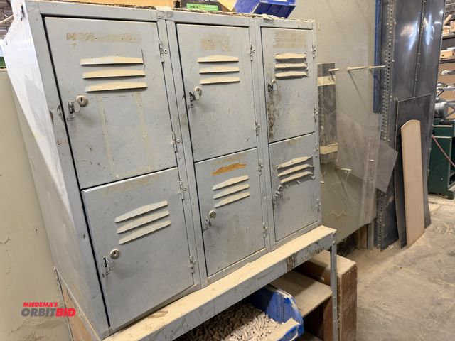 Lot 1-16326 - (1) 36" width x 31" height x 21" depth 6-unit locker (no keys) on a 36" width x 34" height x 24" dep...