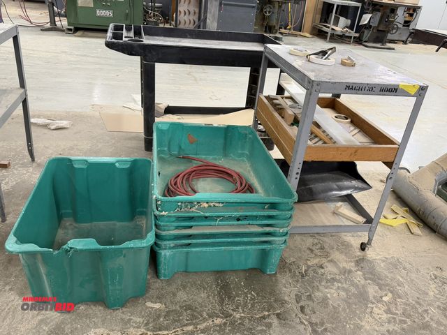 Lot 1-16231 - (1) Rubbermaid approx. 45" length x 33" height x 25" depth, 2-tier plastic utility cart, (1) 20.5" w...