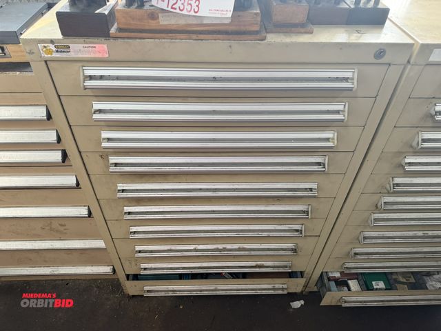 Lot 1-12357 - (1) Stanley/Vidmar 30" width x 42" height x 28" depth tooling cabinet with 11 drawers and contents o...