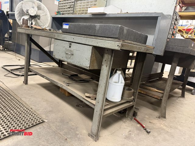 Lot 1-1921 - (1) 36" width x 32" height x 31.5" depth steel work bench with lower steel shelf, approx. 60" tall s...