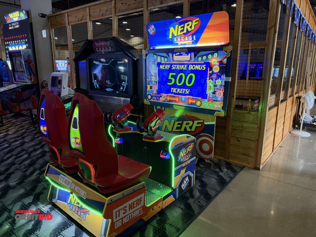 Lot 1-11200 - (1) Raw Thrills Nerf Arcade 2-seat shooter arcade game, model Nerf Arcade, S/N NERF-1360, 115V, with...