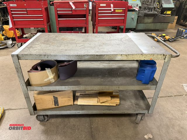 Lot 1-12511 - (1) 48" length x 32" height x 24" depth, 3-tier steel cart, contents not included.