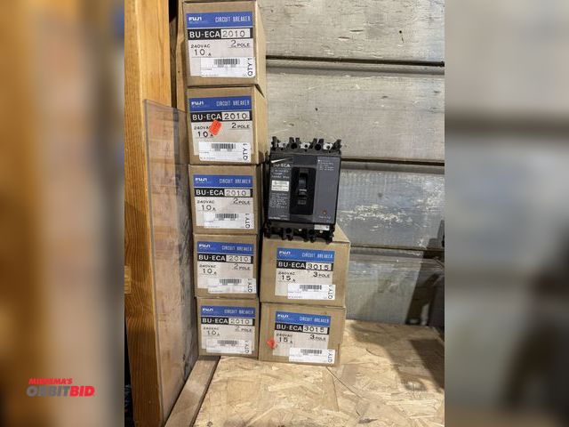 Lot 1-4454 - Lot of (8) Fusi electric circuit breakers, item #BU-ECA, (5) 10 amp, 2-pole, and (3) 15 amp, 3-pole.