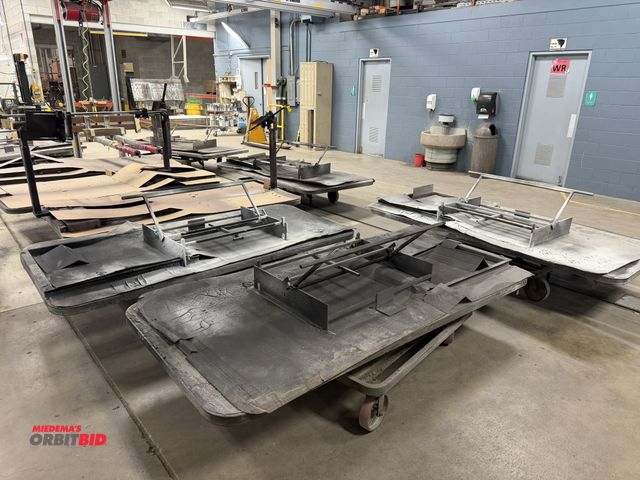 Lot 1-17180 - Lot of (20) 8' long x 17" high x 4' wide curing oven rail cars with rotating tops (several different...