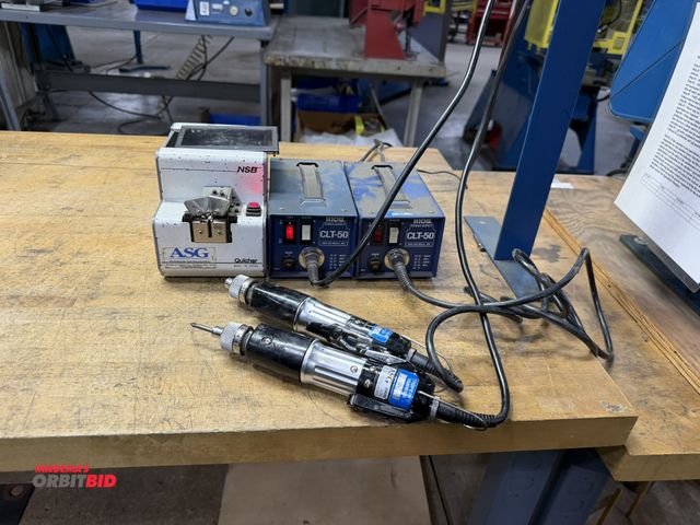 Lot 1-18890 - Lot of (2) ASG HIOS CLT50 electronic screwdrivers, and (1) Quicher NSB Series automatic screw feeder...