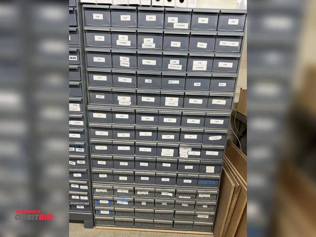 Lot 1-16346 - Lot of (3) 34" width x 21" height x 12" depth stackable hardware storage units with 30 removable ste...