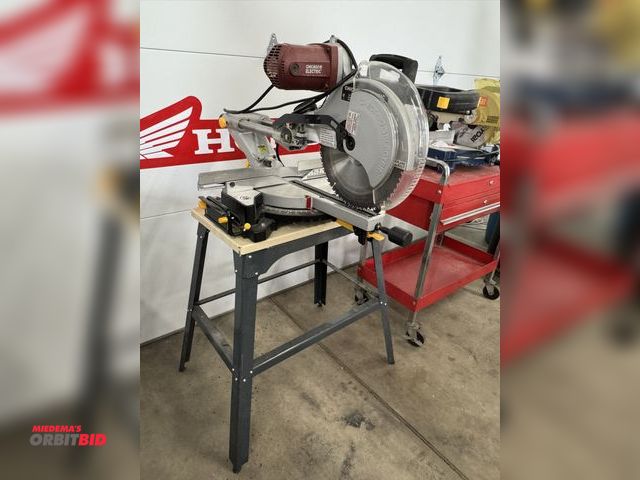 Lot 1-6724 - (1) Chicago Electric 12" double bevel sliding compound miter saw with laser guide, 115V, and stand.