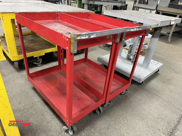 Lot 1-15324 - Lot of (2) metal 2-tier shop carts, 30" x 16".