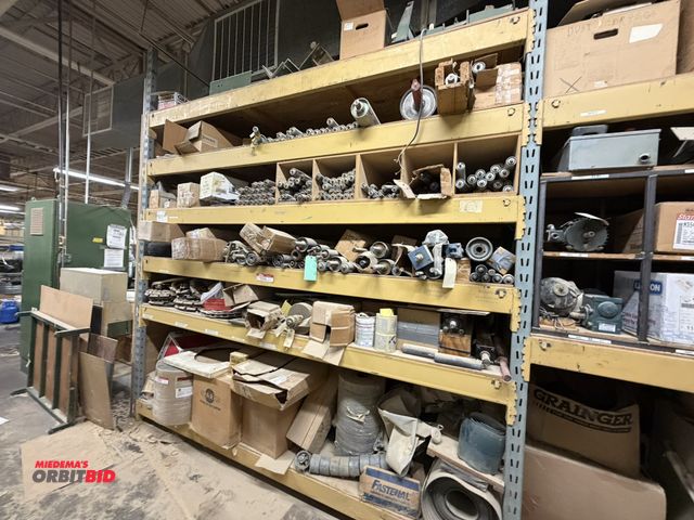 Lot 1-16991 - Lot of pallet racking, includes (3) 42" depth x 12' height uprights, and (16) 10' beams, contents no...