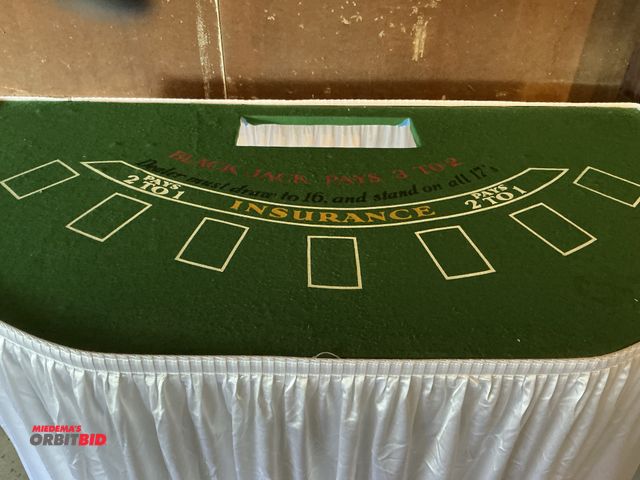 Lot 1-18331 - BlackJack Gaming Table, comes with multiple table skirts, trays, misc poker items and more