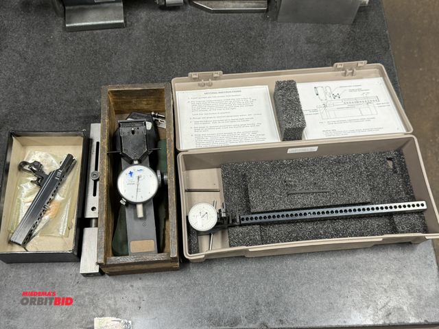 Lot 1-12521 - (1) Flex Bar shallow test gauge with case, (1) Mitutoyo, model 340, on/off magnetic base indicator h...