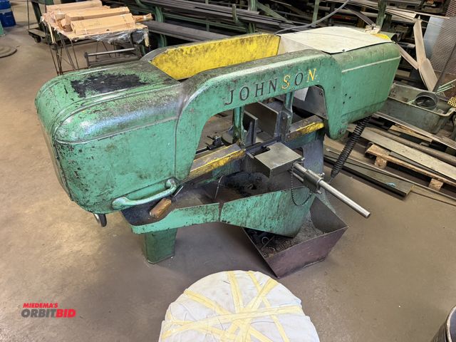 Lot 1-18535 - (1) Johnson heavy duty horizontal steel cutting industrial band saw (110V, single phase) with adjust...