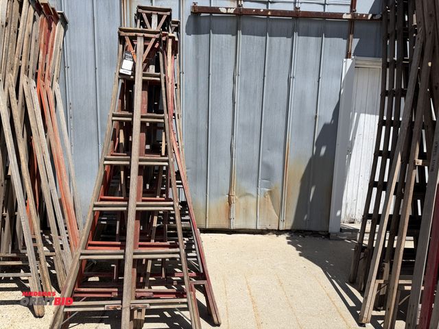 Lot 1-102576 - (9) Wooden orchard ladders, 8' and 7'