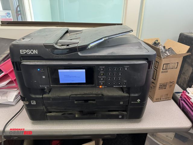 Lot 1-18705 - (1) Epson Work Force WF-7720 printer, powers on, shows scanner error, condition is unknown, winning ...