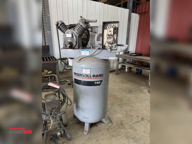 Lot 1-1436 - (1) Ingersoll-Rand, model T30, approx. 80 gallon capacity air compressor, S/N 814149, with a 7.5 HP,...