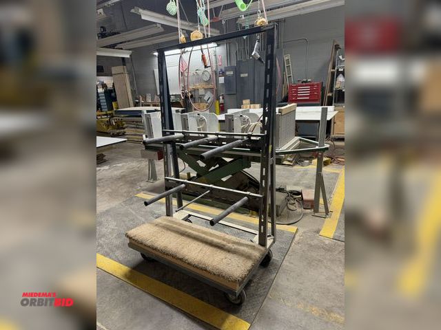 Lot 1-16691 - (1) Durham A-frame style product cart, approx. 40" x 23" deep x 64" tall, adjustable product arms.