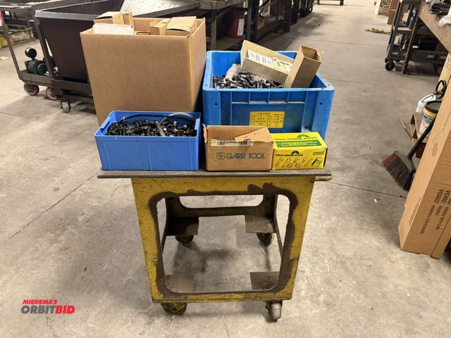 Lot 1-2024 - (1) 26" width x 30" height x 24" depth heavy duty steel shop cart with contents of assorted hex head...