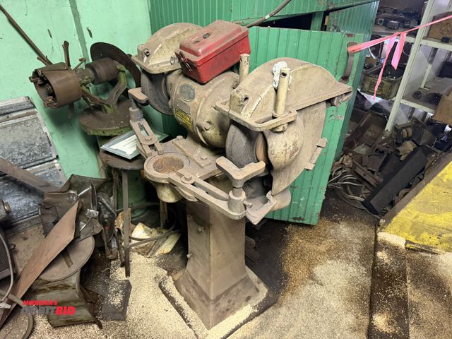 Lot 1-18497 - (1) United States Electrical Tool Company pedestal grinder, 1 HP, 440V, 3 phase, unit is bolted to f...