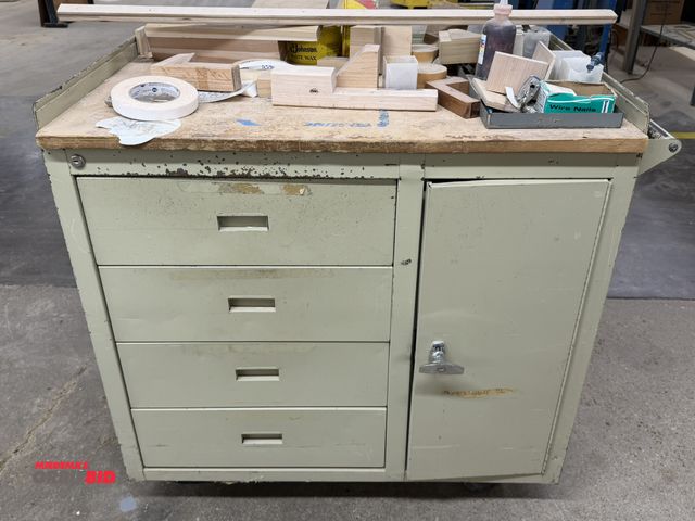 Lot 1-16228 - (1) 36" width x 36" height x 23" depth 4-drawer rolling cabinet with side door, and contents of vari...