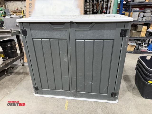 Lot 1-18677 - (1) Yitahome poly storage shed, model NBKTHS-41, 53" wide x 33" deep x 46" tall, has swinging doors ...