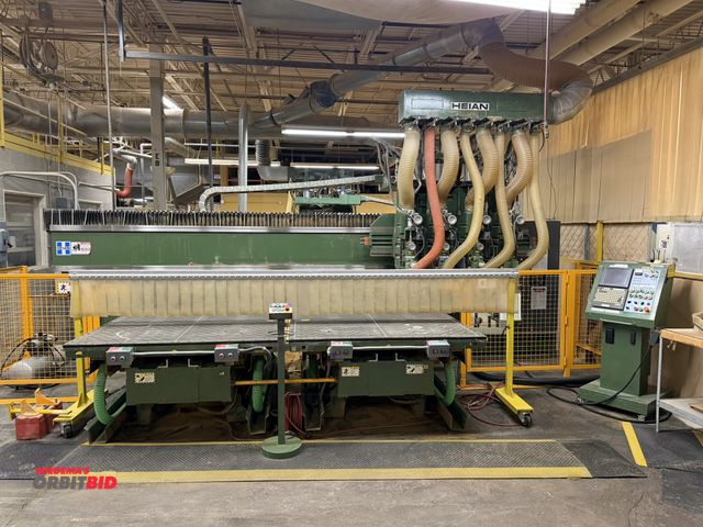 Lot 1-16533 - (1) 1995 Heian ZN-442PFP gantry style, dual table, 4 head CNC router, twin 63" x 63" tables, 460V, 3...