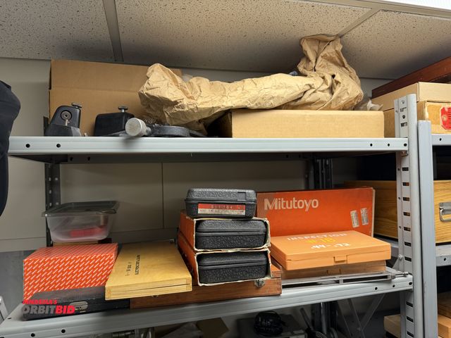 Lot 1-12541 - Entire content of top 2 shelves, includes (1) Mitutoyo micrometer set with plastic case, part #04105...