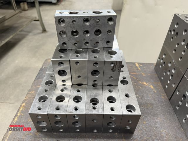 Lot 1-1894 - Lot of (17) 5" x 3" x 1.5" blocks with threaded holes.