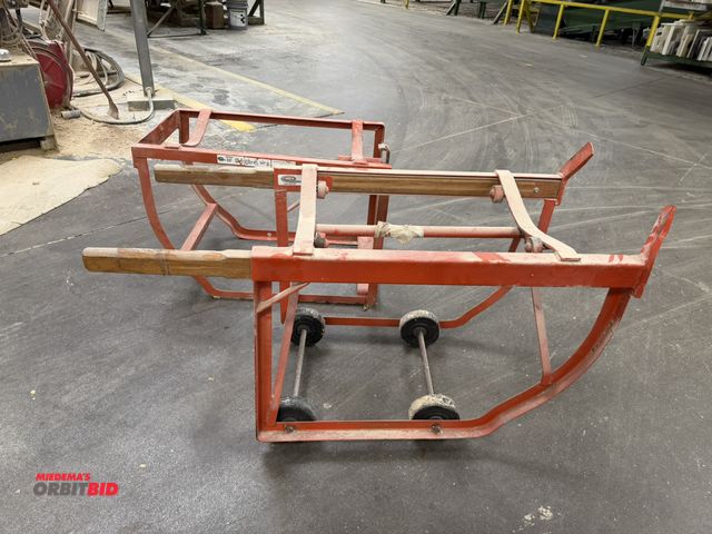 Lot 1-16341 - Lot of (2) 55 gallon drum carts (1 is missing wheels).