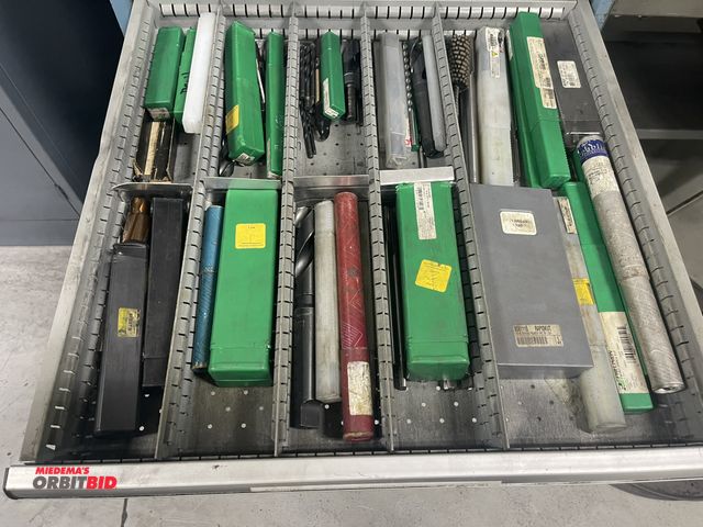 Lot 1-19272 - Contents of drawer #7, includes large lot of assorted reamers, C-bores, drills, flex hones, and more...