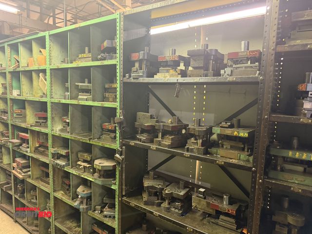 Lot 1-18648 - Lot of (2) 36" width x 87" height x 12" depth bolt-together steel racks with assorted dies.