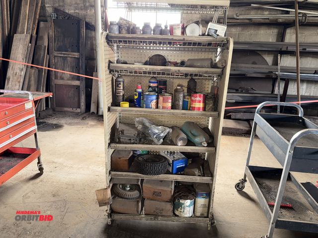 Lot 1-18109 - (1) 32" width x 57" height x 19" depth, 2-sided rolling display rack with contents, including variou...