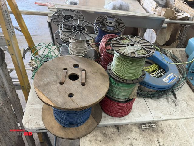Lot 1-1421 - Lot of approx. (15) various partial spools of wire, with a Ideal Tough Grip 240' x 1/8" stainless st...