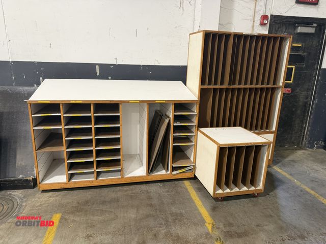 Lot 1-5509 - (1) 6' width x 48" height x 29.5" depth drawing table with lower storage, (1) 24" width x 27" height...