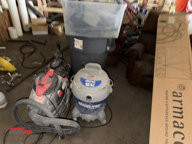 Lot 1-13191 - Lot of 3 Shop Vacs, includes (1) 12-gallon, 5 HP, (1) 10-gallon, 6.5HP, and (1) Ridgid portable vacu...