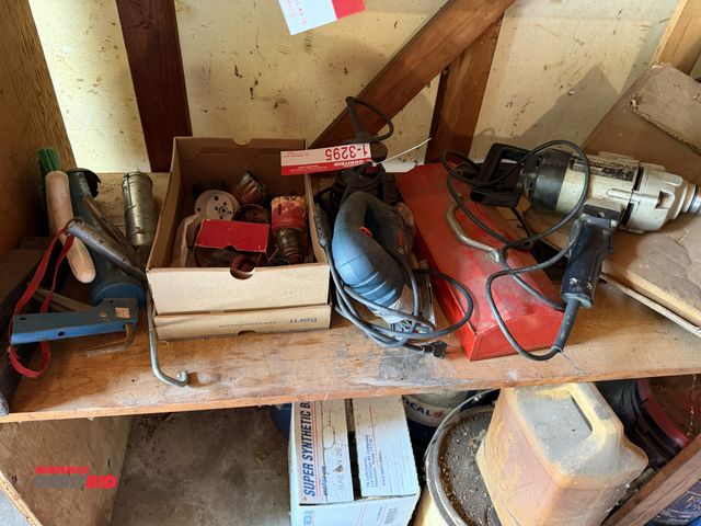 Lot 1-3295 - Lot of Electric 1/2" Drill, Electric sander, electric scroll saw, hole saw, and more