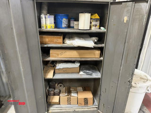 Lot 1-18552 - (1) Tennsco 2-door metal storage cabinet with assorted vacuum duct tubing, 22" x 23" dust collection...