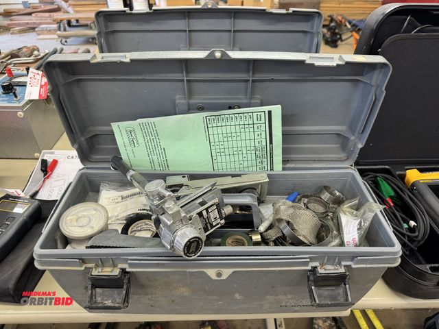 Lot 1-6326 - Lot of (2) Flambeau tool boxes with contents, includes (1) manual wire stripper with assorted splici...