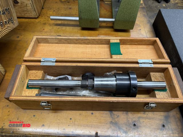 Lot 1-1802 - (1) grinding wheel balancing arbor and rail set.