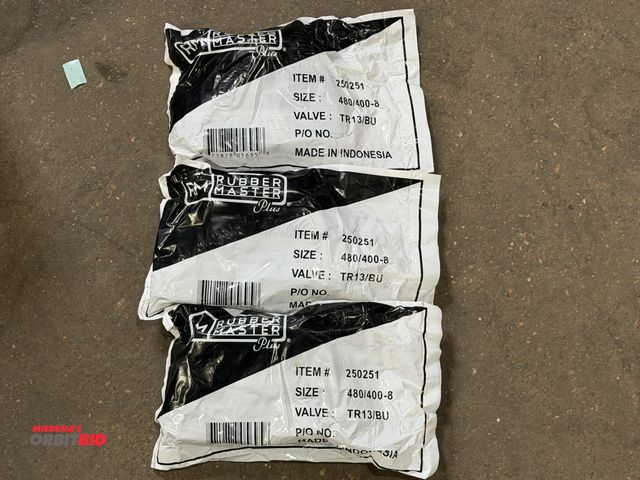 Lot 1-1200 - (3) RubberMaster size 480/400-8 inner tubes.