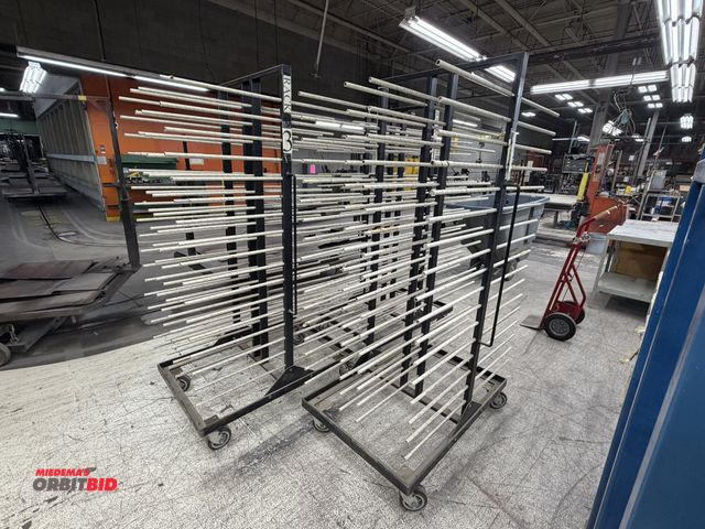 Lot 1-17453 - Lot of (3) rolling drying style racks, steel frame, 41.5" x 29" x 75 1/4" tall.