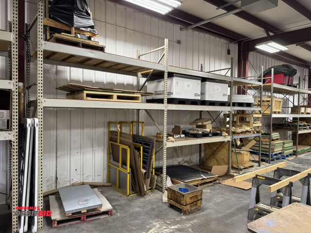 Lot 1-19553 - (3) sections of Teardrop style pallet racking, includes (4) 48" x 10' uprights (3" x 1"), (8) 102" c...