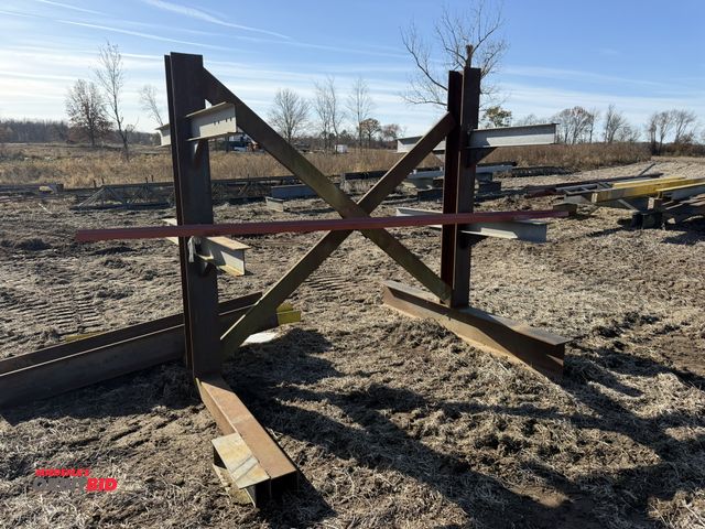 Lot 1-2945 - (1) heavy duty steel, 2-sided storage rack, 99" deep x 111" wide x approx. 100" tall, with assorted ...