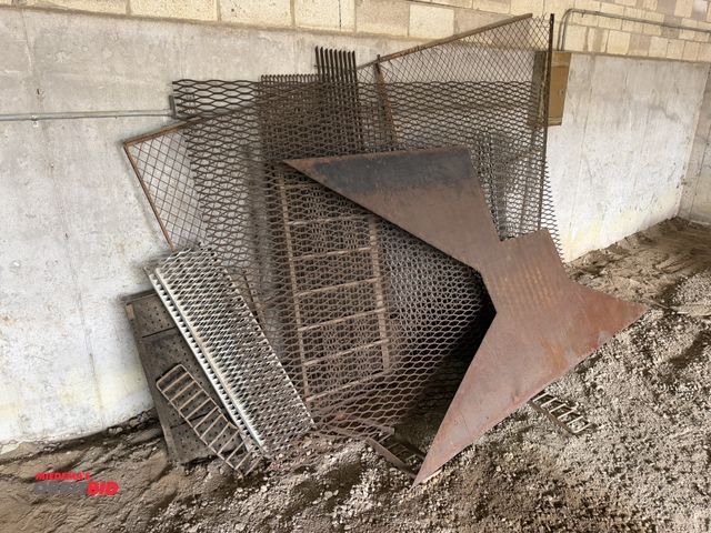 Lot 1-18297 - Large lot of assorted expanded steel grates, full 6' x 8' sheet of expanded steel, partial steel she...