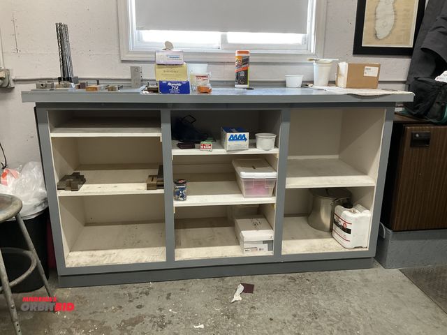 Lot 1-11998 - 74” width x 40 1/2” height x 26” depth Wood cabinet with contents, including various drill, bits alu...