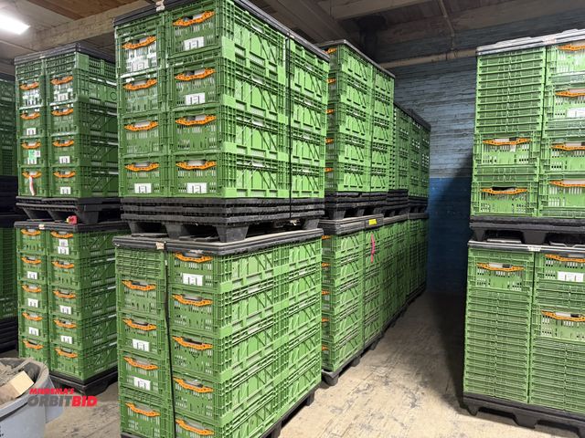 Lot 1-17535 - Lot of approx. (260) Cleverbox 23" x 7" x 16" collapsible plastic totes, some filled with Styrofoam ...