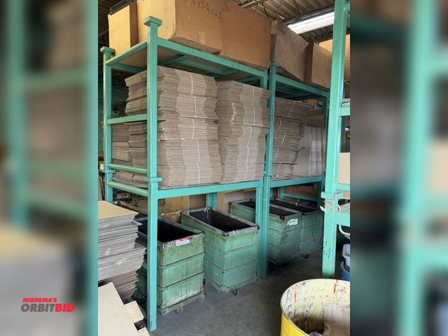 Lot 1-18849 - Lot of (14) 59" width x 52" height x 40" depth stackable steel racks with assorted contents, includi...