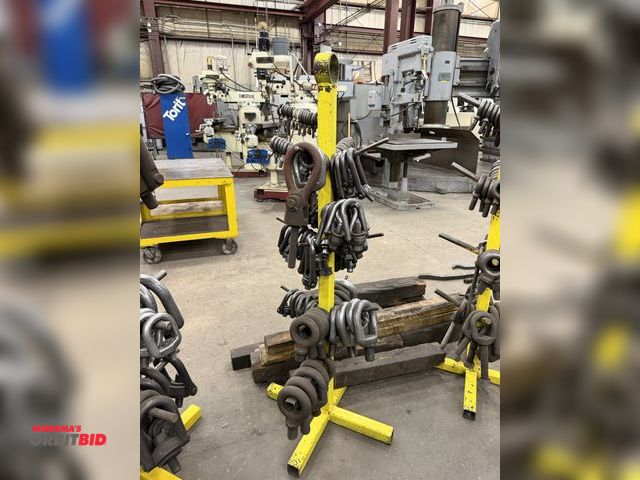 Lot 1-15215 - (1) custom made D-ring and eye bolt tree, includes assorted size eye bolts and D-rings (rated 4000 l...