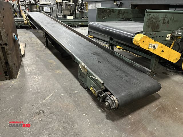 Lot 1-14354 - (1) Hytrol approx. 16' 8" length x 20" width belt over roller conveyor, 115/230V single phase electr...