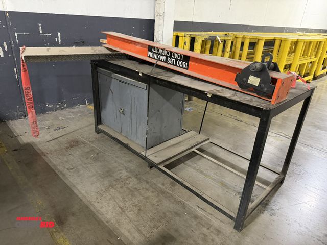 Lot 1-5492 - (1) 85" wide x 40.5" tall x 39" depth steel stand with steel top, (1) 36" width x 29.5" height x 24"...
