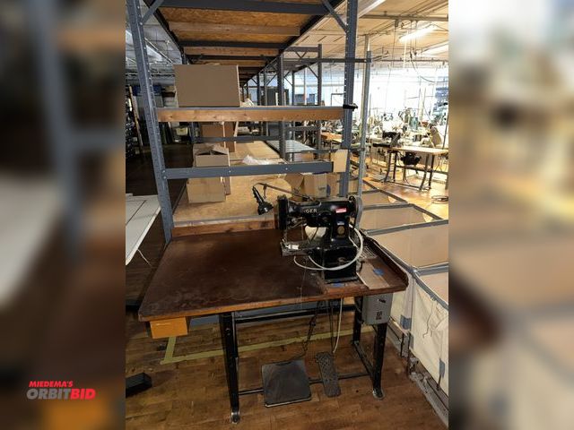 Lot 1-4772 - (1) Singer sewing machine with table and foot controls, S/N 107W50, table measures 48" long x 33" de...